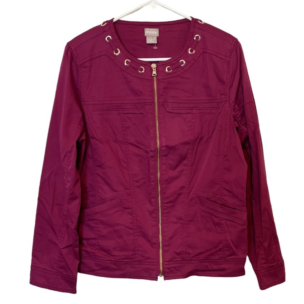 Chicos Raspberry Spring Jacket Size 1 B1-545 - image 1